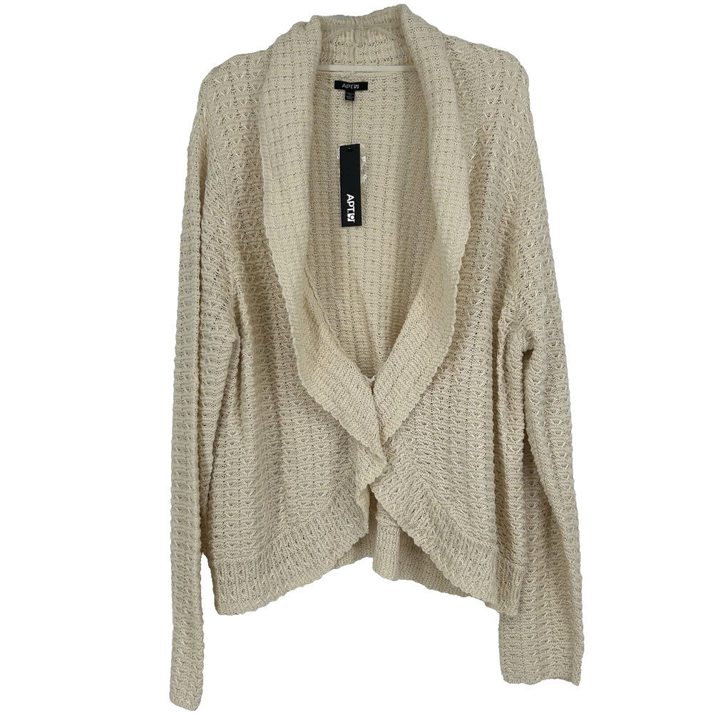 NEW Apt 9 Cream Ivory Open Knit Cardigan Collared Long Dolman Sleeve Size 2X
